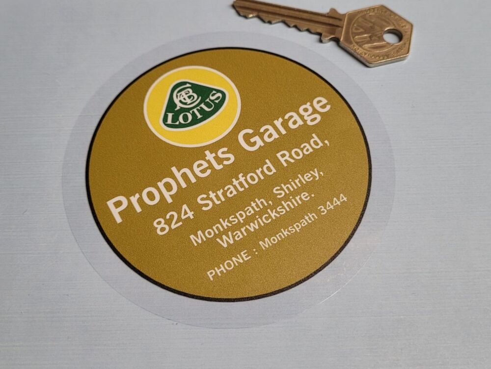 Lotus, Prophets Garage, Tax Disc Holder Style Sticker - 4"/100mm