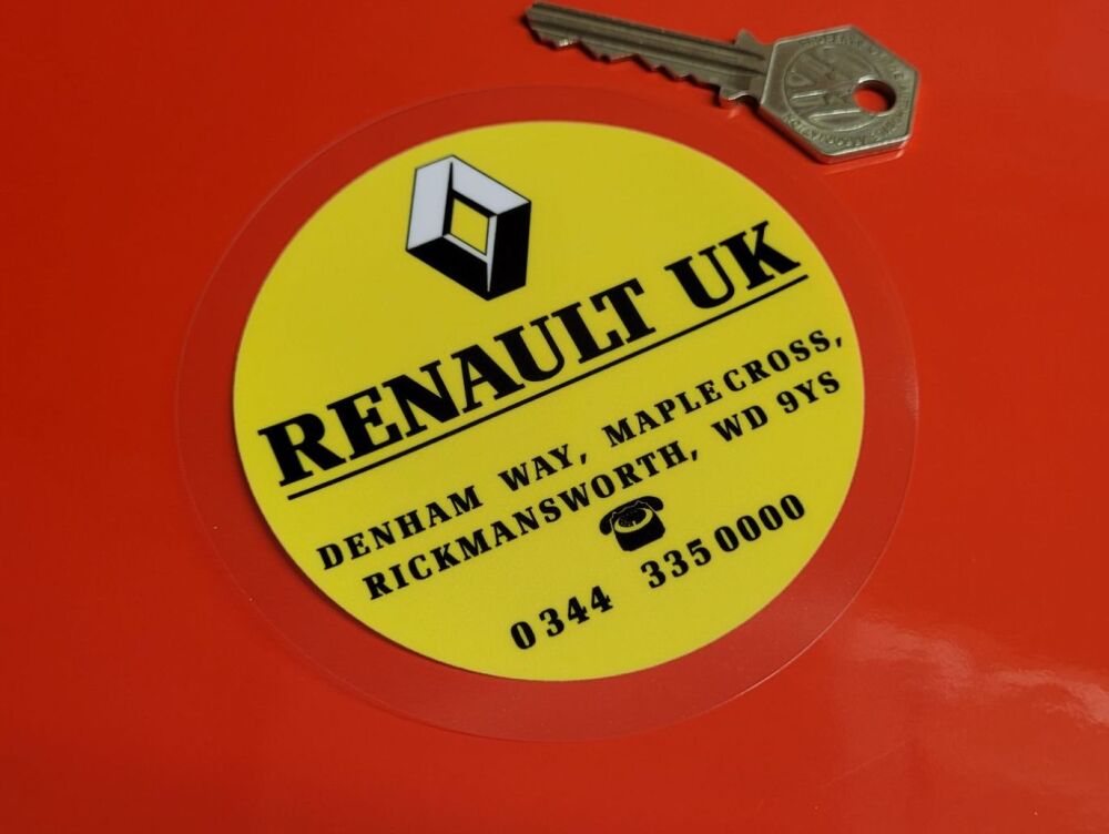 Renault UK, Rickmansworth, Tax Disc Holder Style Sticker - 4"/100mm