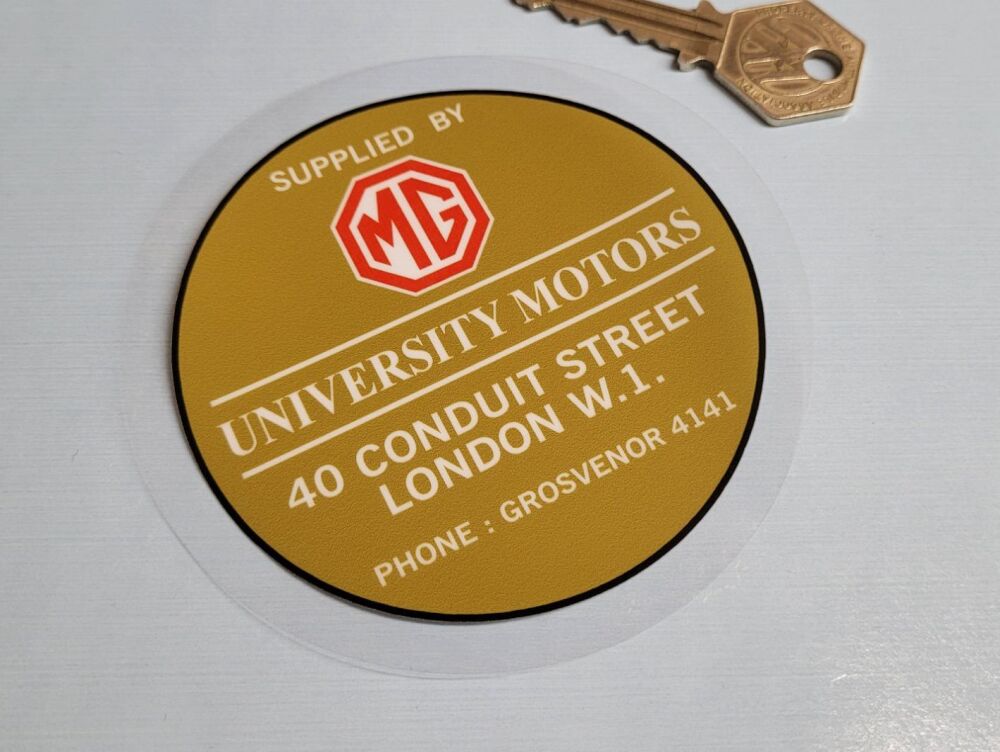 MG, University Motors, Window Sticker - 4