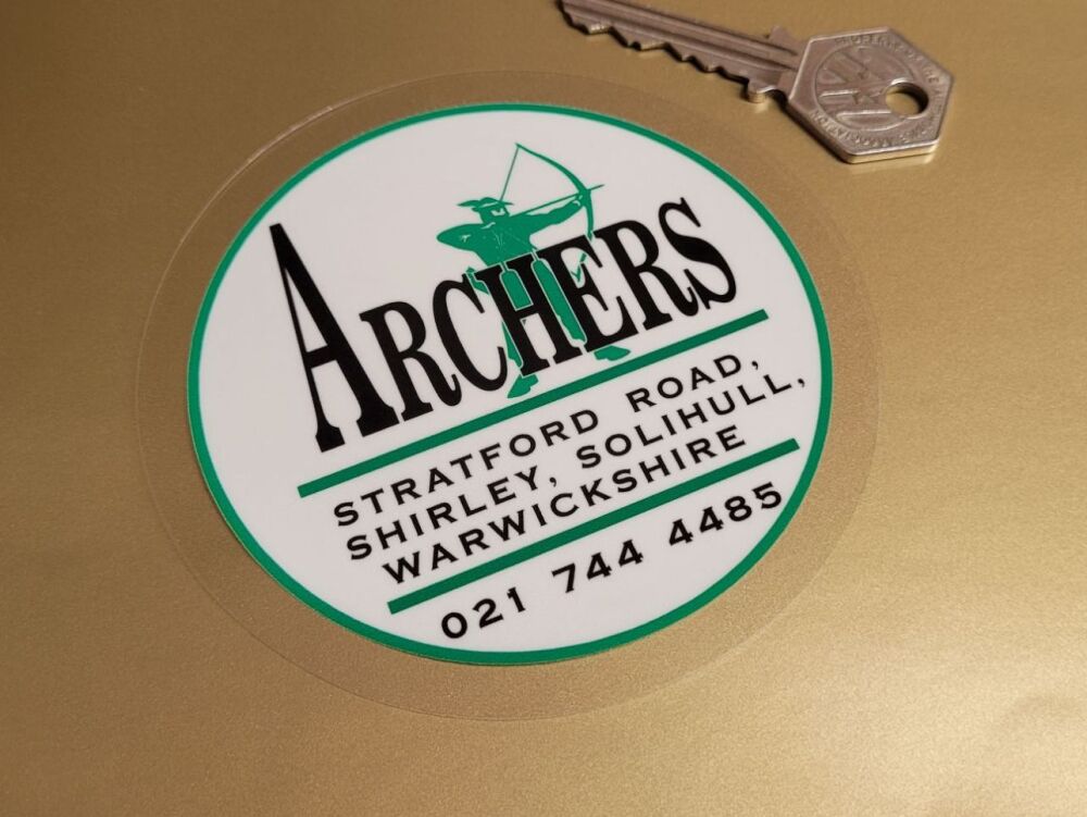 Archers, Solihull, Old Style Dealer Window Sticker - 4"/100mm