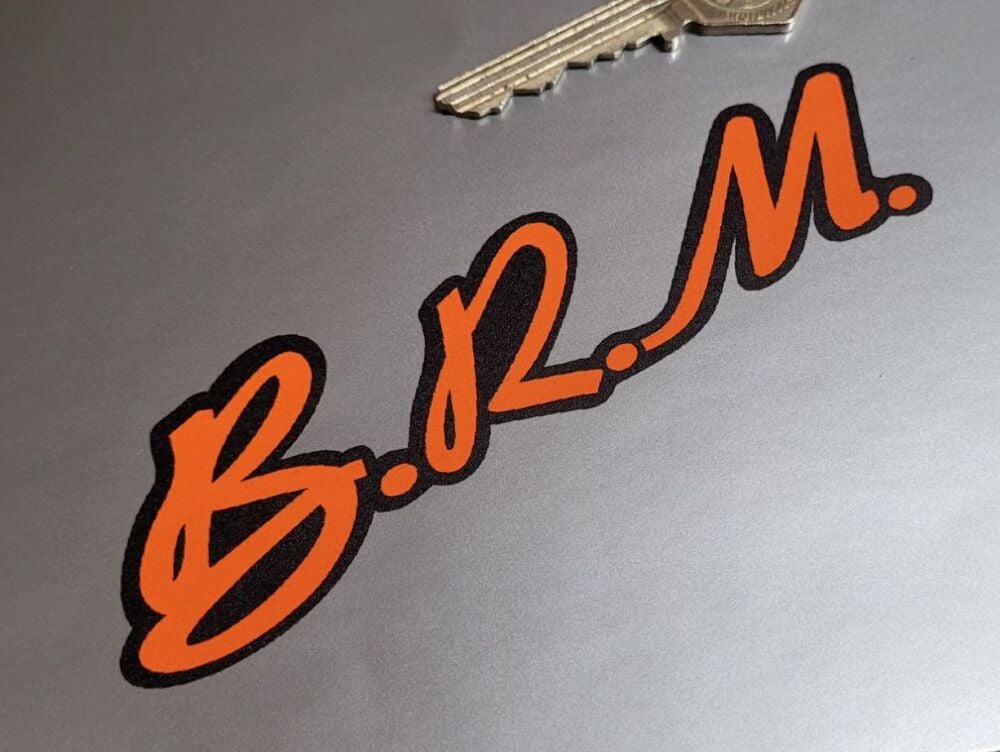BRM Matt Orange & Black Text Stickers - 5" Pair