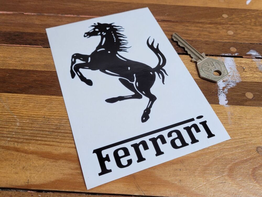 Ferrari Cut Text & Horse Sticker - Various Colours - 5.5