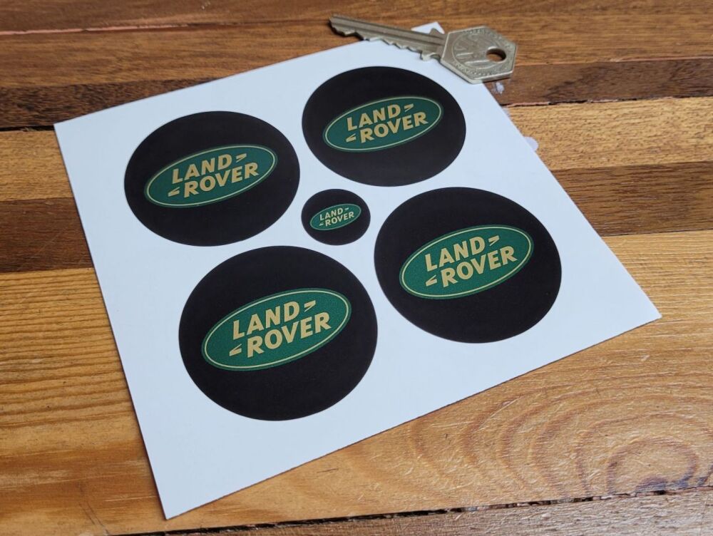 Land Rover Wheel Centre Style Stickers - Gold, Black, & Green - Set of 4 - 