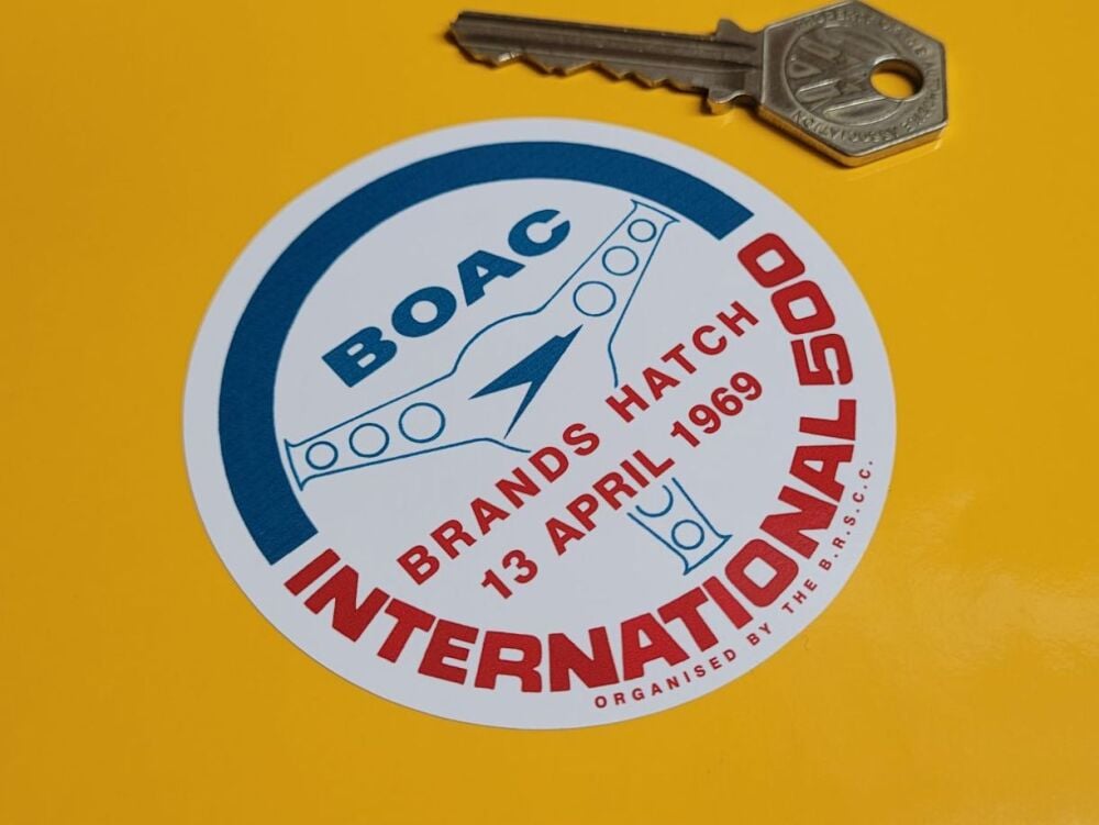 BOAC International 500 Race Brands Hatch 1969 Sticker - 5"