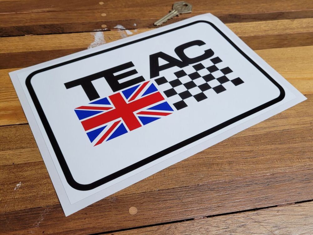 TEAC Union Jack & Chequered Flag Oblong Sticker - 8.75