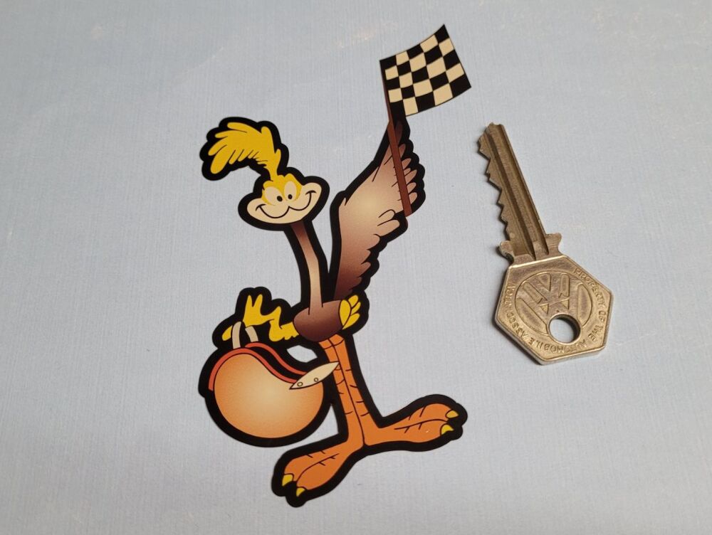 Road Runner Retro Style with Chequered Flag Sticker - 4.25