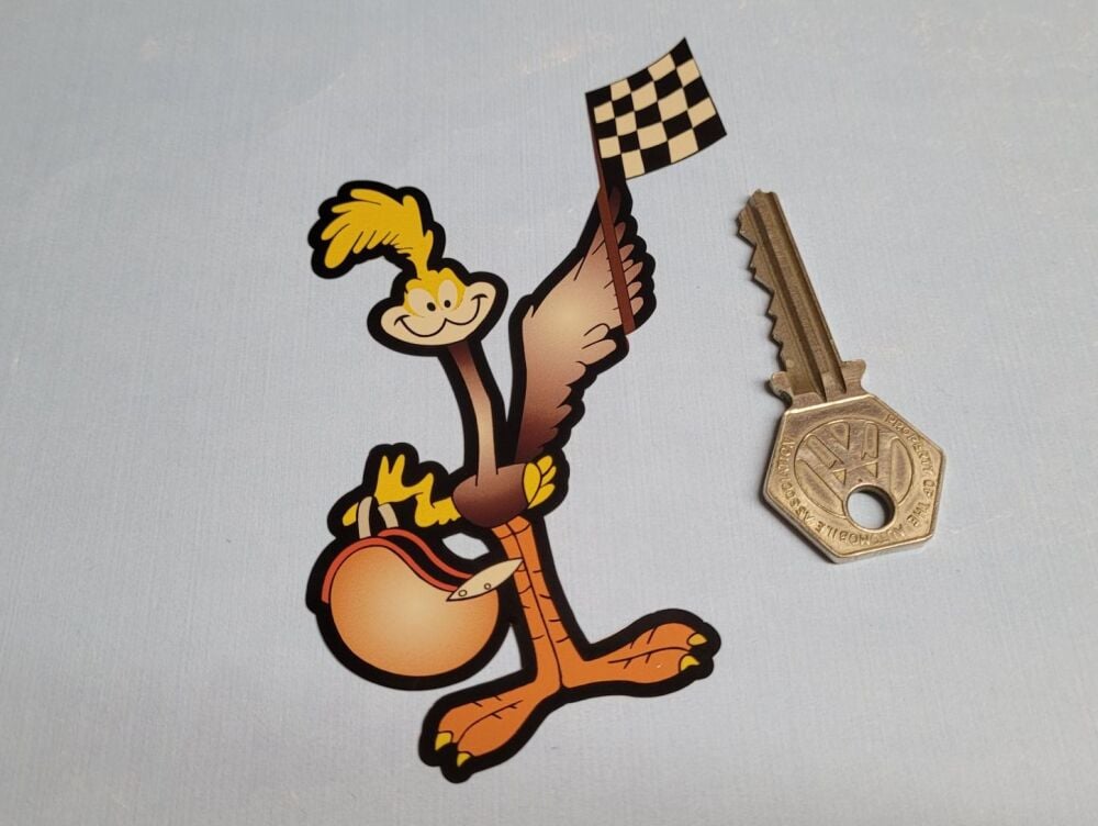 Road Runner Retro Style with Chequered Flag Sticker - 4.25" or 6"
