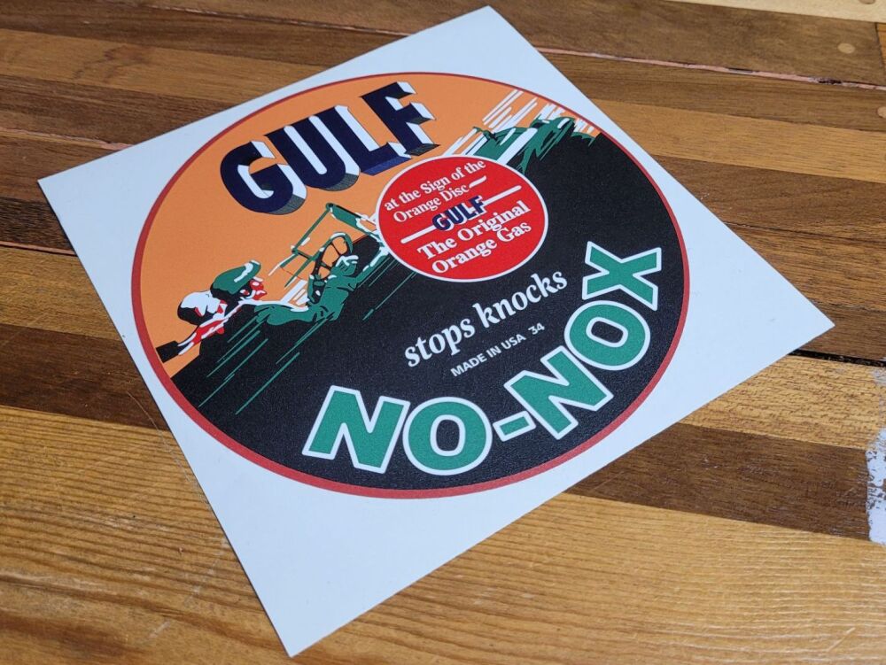 Gulf No-Nox Stops Knocks Sticker - 4" or 6"