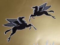 Mobil Later Pegasus Shaped Black & White Stickers - 4", 6", or 8" Pair