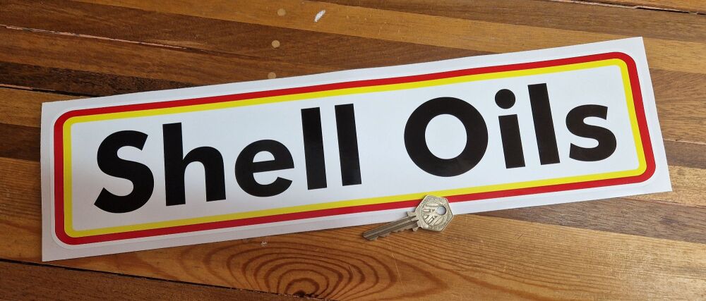 Shell Oils Narrow Oblong Stickers. 16.5"  - Slight Second 114
