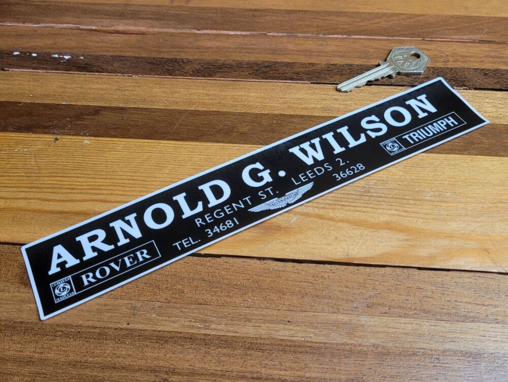 Arnold G Wilson Aston Martin, Rover, & Triumph Dealer Sticker - 10"