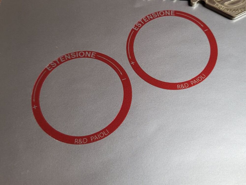 Paioli Extension Adjustment Stickers - Red - 37mm Pair