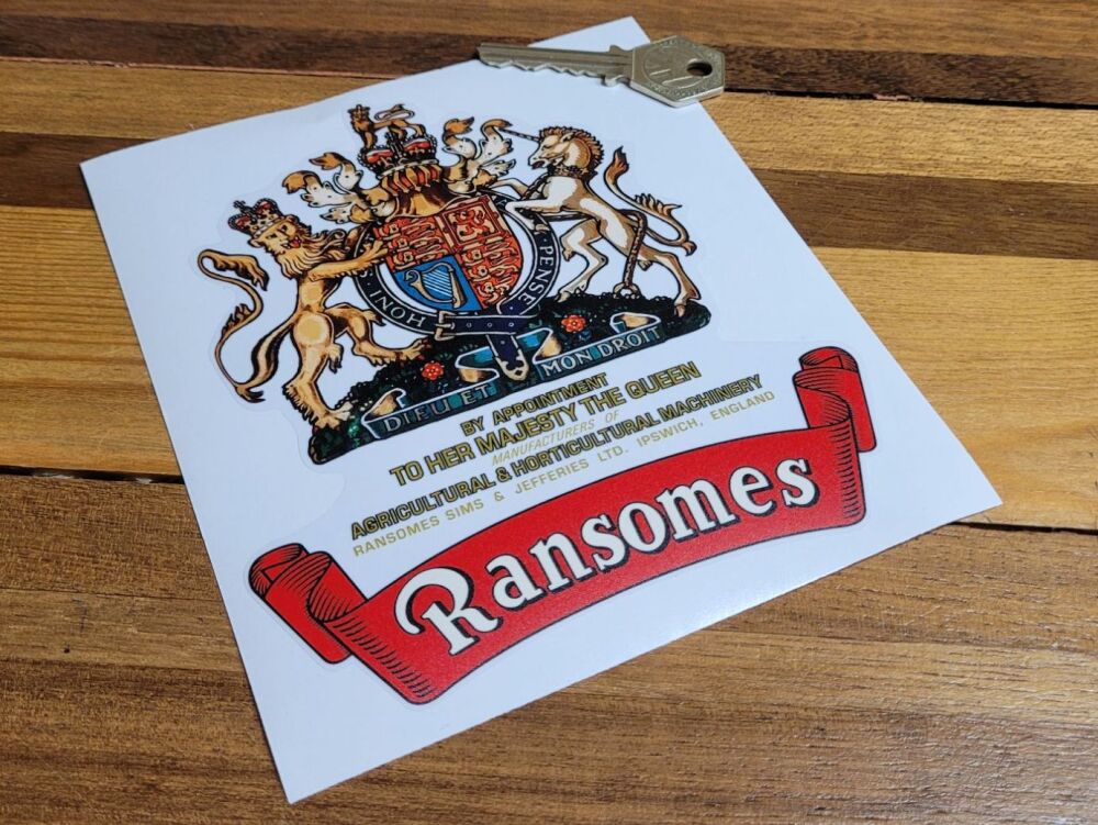 Ransomes Lawn Mower Royal Crest Sticker - 6" or 10"