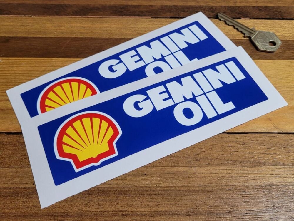 Shell Gemini Oil Oblong Style Stickers - 6.5" Pair