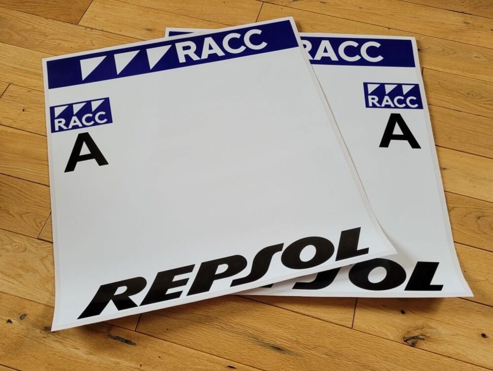 Rally RACC Catalunya Repsol Class A Style Door Panel Stickers - 21" Pair