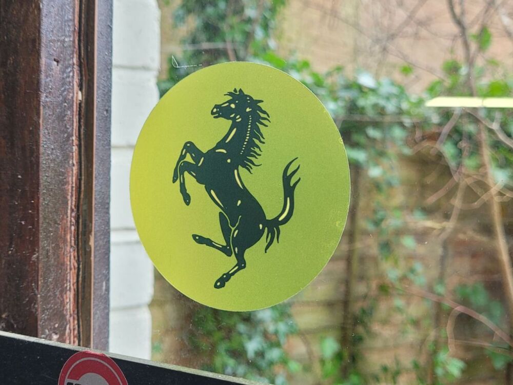 Ferrari Circular Translucent Prancing Horse Window Sticker - 90mm