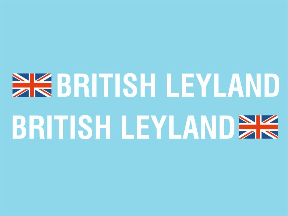 British Leyland Cut Text & Union Jack Stickers - 28.5