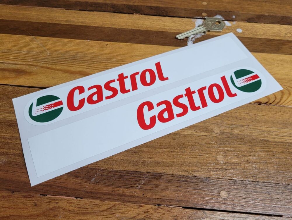 Castrol Later Style Logo & Text Stickers - 9" Handed Pair