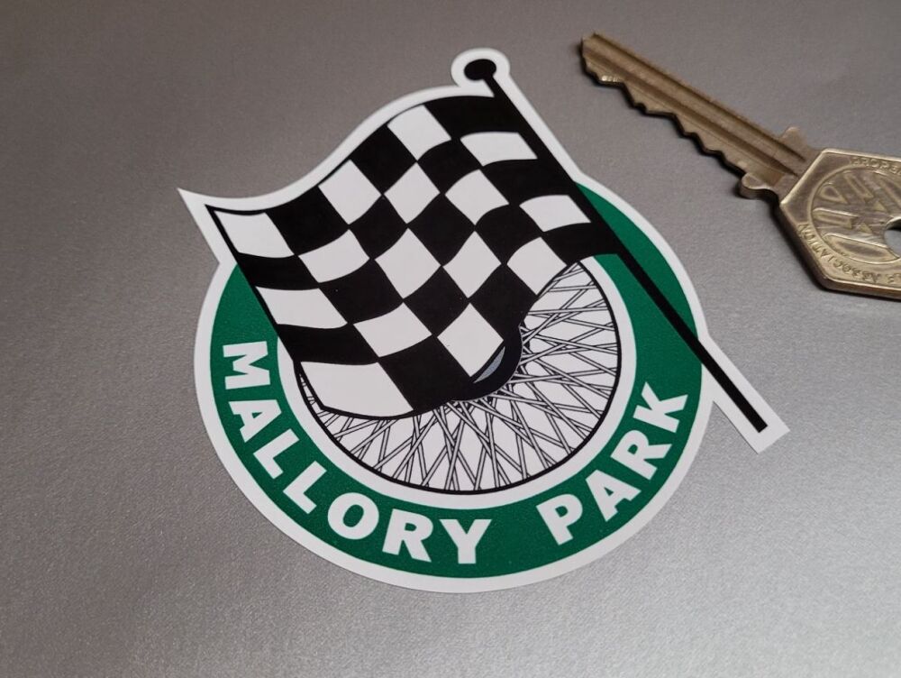 Mallory Park Wheel & Chequered Flag Style Sticker - 3.25"