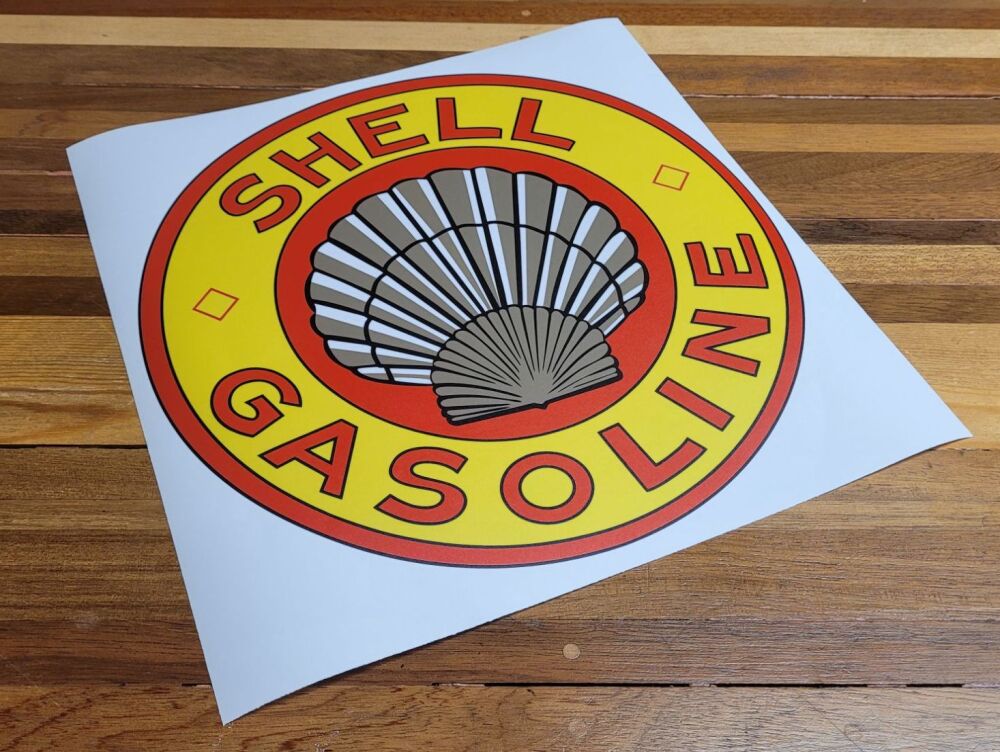 Shell Gasoline on Clear Globe Style Sticker - 8"