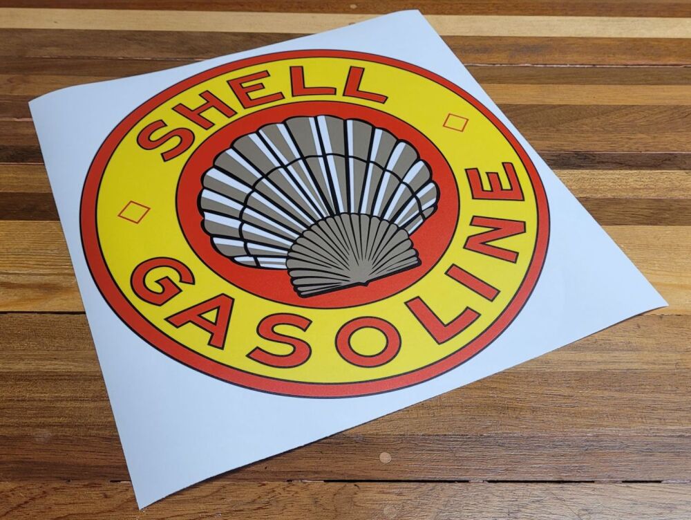 Shell Gasoline on Clear Globe Style Sticker - 12"