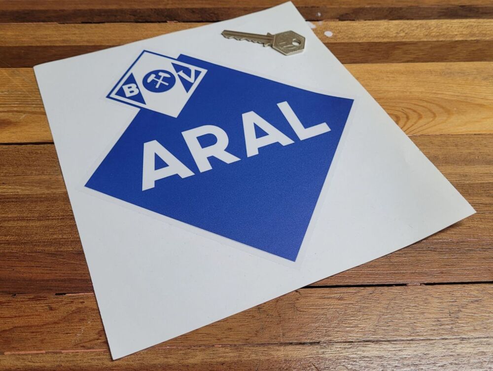 Aral Blue on Clear Logo Sticker - 8"