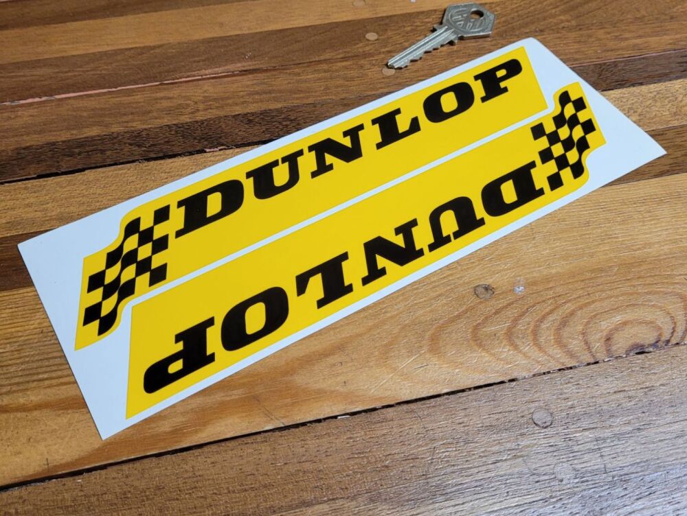 Dunlop Wavy Check Yellow & Black Stickers - 8" or 9" Pair