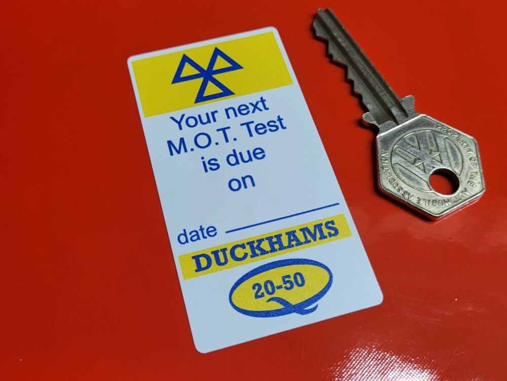 Duckhams Q 20-50 'MOT Test Due' Service Sticker - 3"