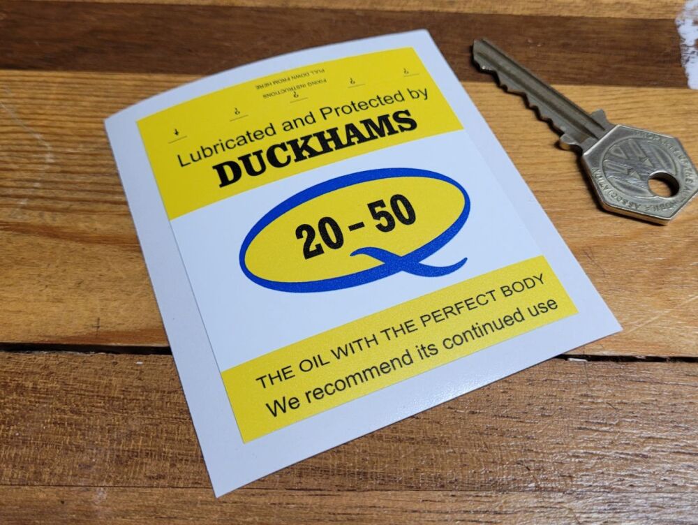 Duckhams Q 20-50 'Lubricated & Protected By' Service Sticker - 2.75"