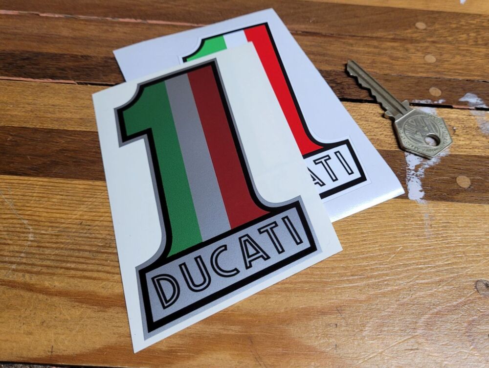 Ducati No.1 Old Style Stickers - 4" Pair