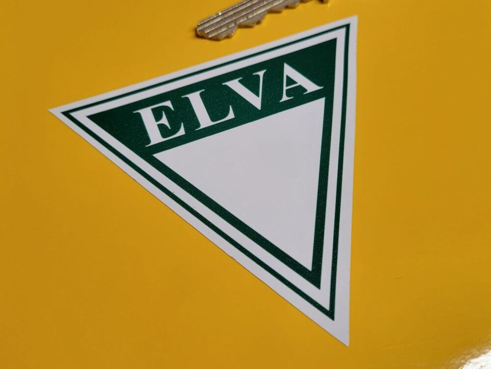 Elva. Triangular. Green & White Stickers - 3" Pair