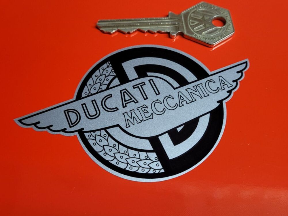 Ducati Meccanica Black & Silver Winged Stickers - 4