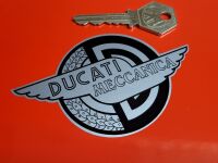 Ducati Meccanica Black & Silver Winged Stickers - 4" Pair