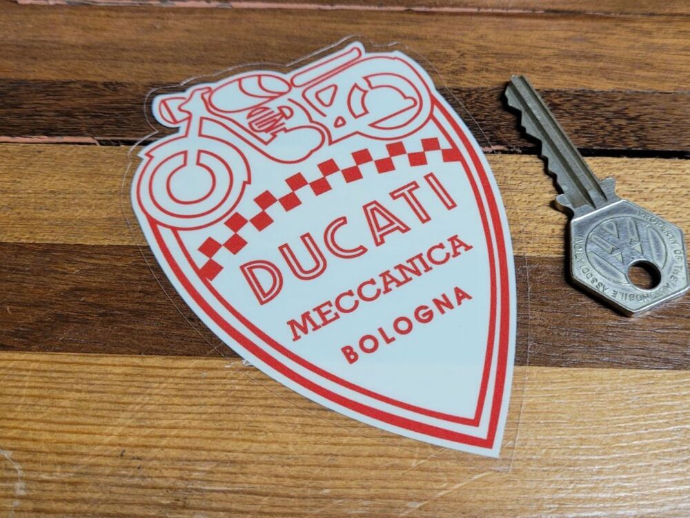 Ducati Meccanica Bologna Shield Shaped Window Sticker - 4.5