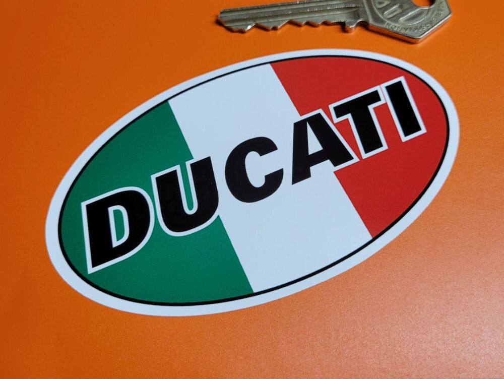 Ducati Tricolore Oval Stickers - 4" Pair
