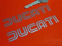 Ducati 70's Style Cut Text Stickers - 4", 7", or 8" Pair