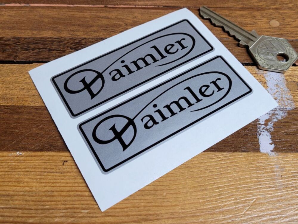 Daimler Black & Silver Oblong Stickers - 3.5" Pair