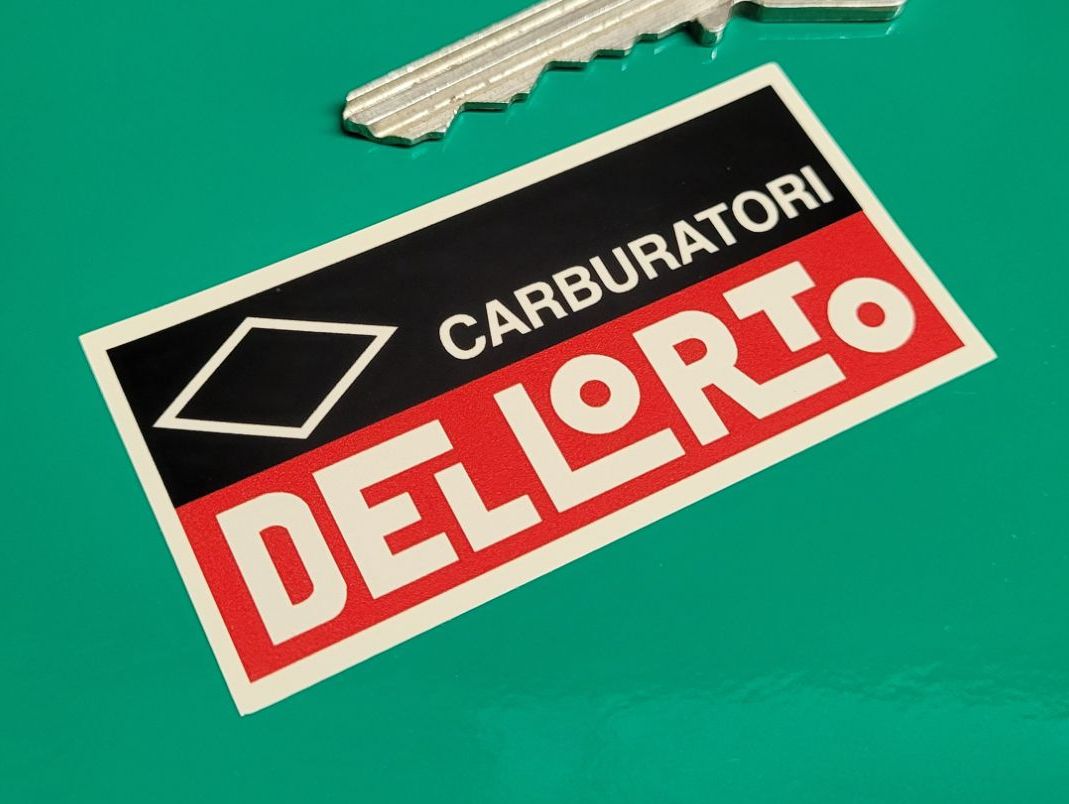 Dellorto Carburatori, Red, Black & Beige Stickers - 2.75" Pair