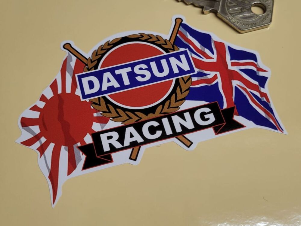 Datsun Racing Flag & Scroll UK & Japan Sticker - 4