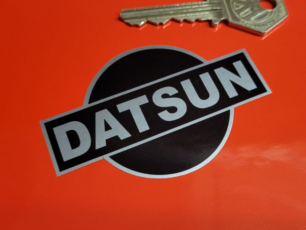 Datsun Rising Sun Black & Silver Stickers - 3" or 6" Pair