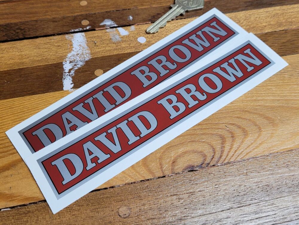 David Brown Red & Silver Oblong Stickers - 6.5