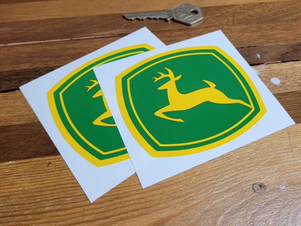 John Deere Leaping Deer Stickers - 4" Pair