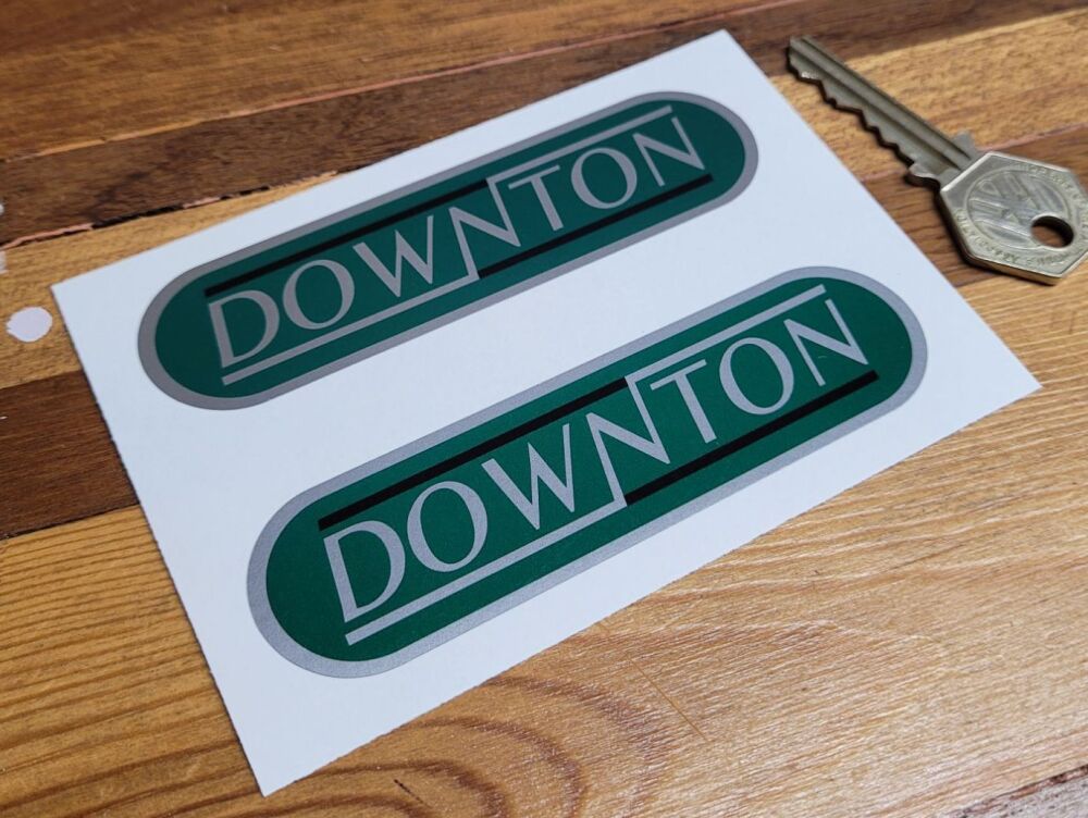 Downton Green Rounded Oblong Stickers - 4" Pair