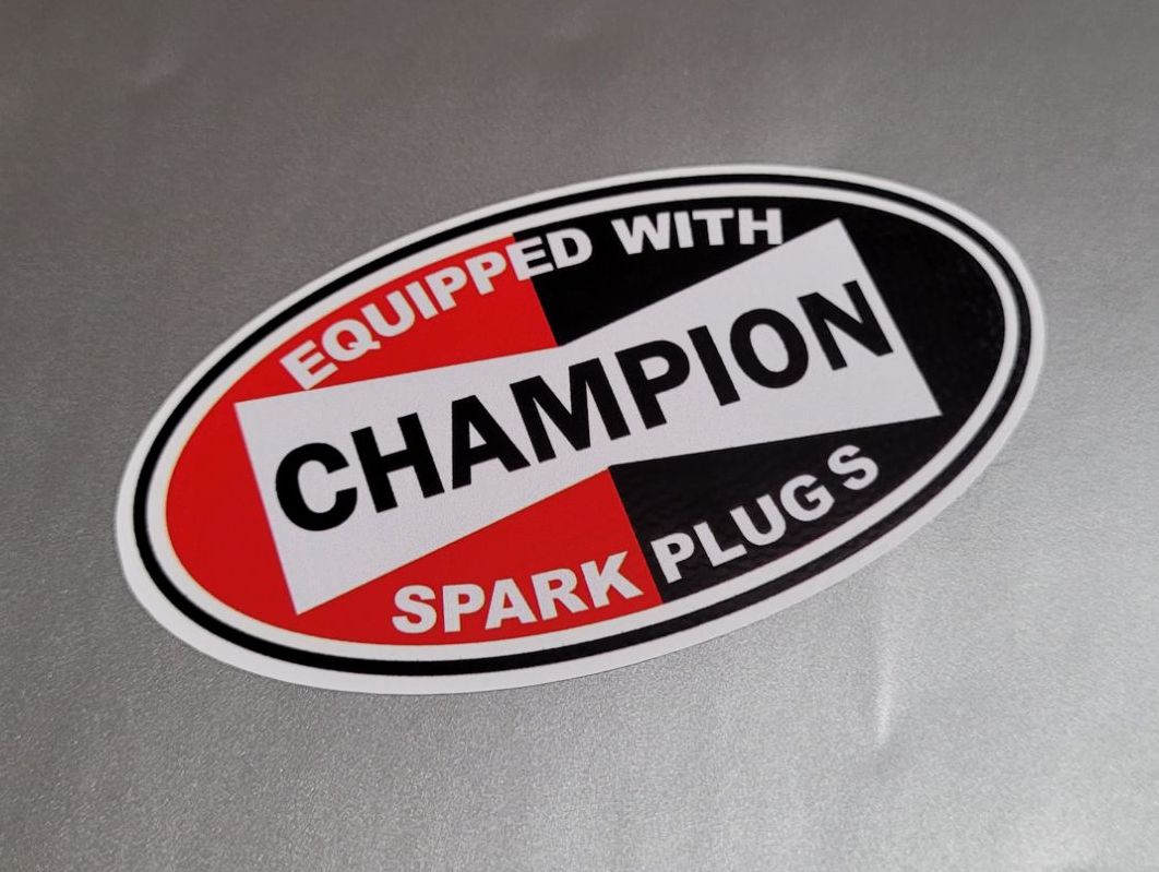 Champion Spark Plugs 'Equipped With' Oval Stickers - 3
