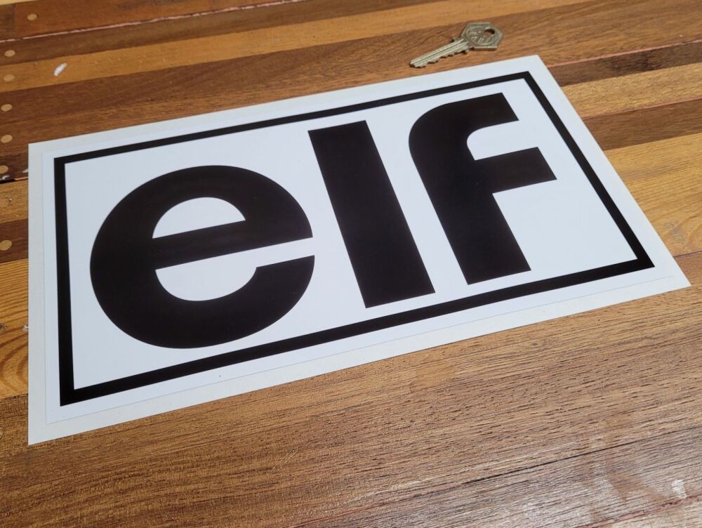Elf Back on White Outlined Oblong Sticker - 11"
