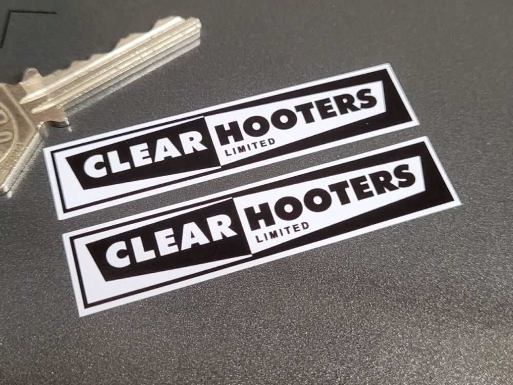 Clear Hooters Birmingham and Bedworth Oblong Stickers. 70mm Pair.