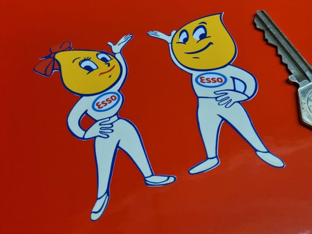 Esso Oil Drip Boy  & Girl Stickers - 3", 6", or 10" Pair
