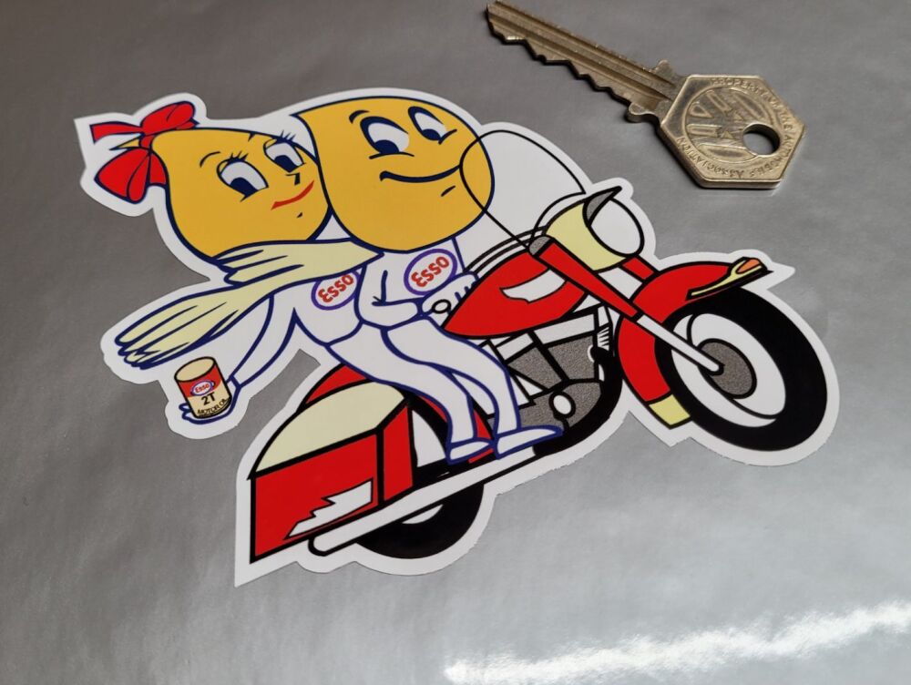 Esso Oil Drip Couple on Bike Stickers - 4" Pair
