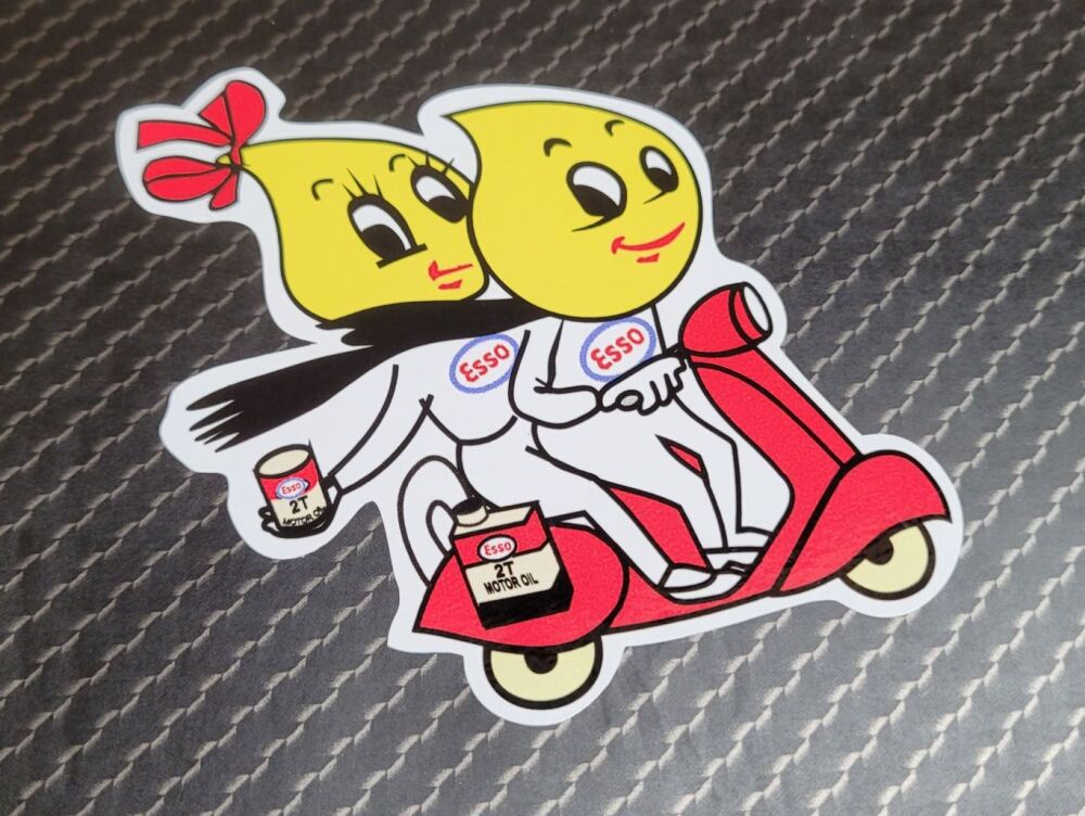 Esso Oil Drip Couple on Scooter Sticker - 7"