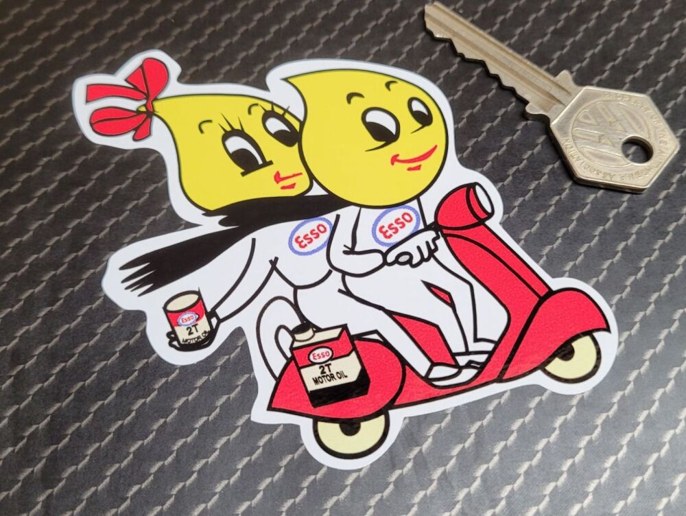 Esso Oil Drip Couple on Scooter Stickers - 4" Pair